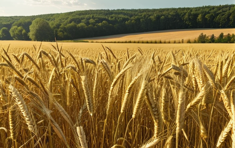 ** Golden rye fields in Poland, sunlit and breezy, representing the source of Polish vodka.
**